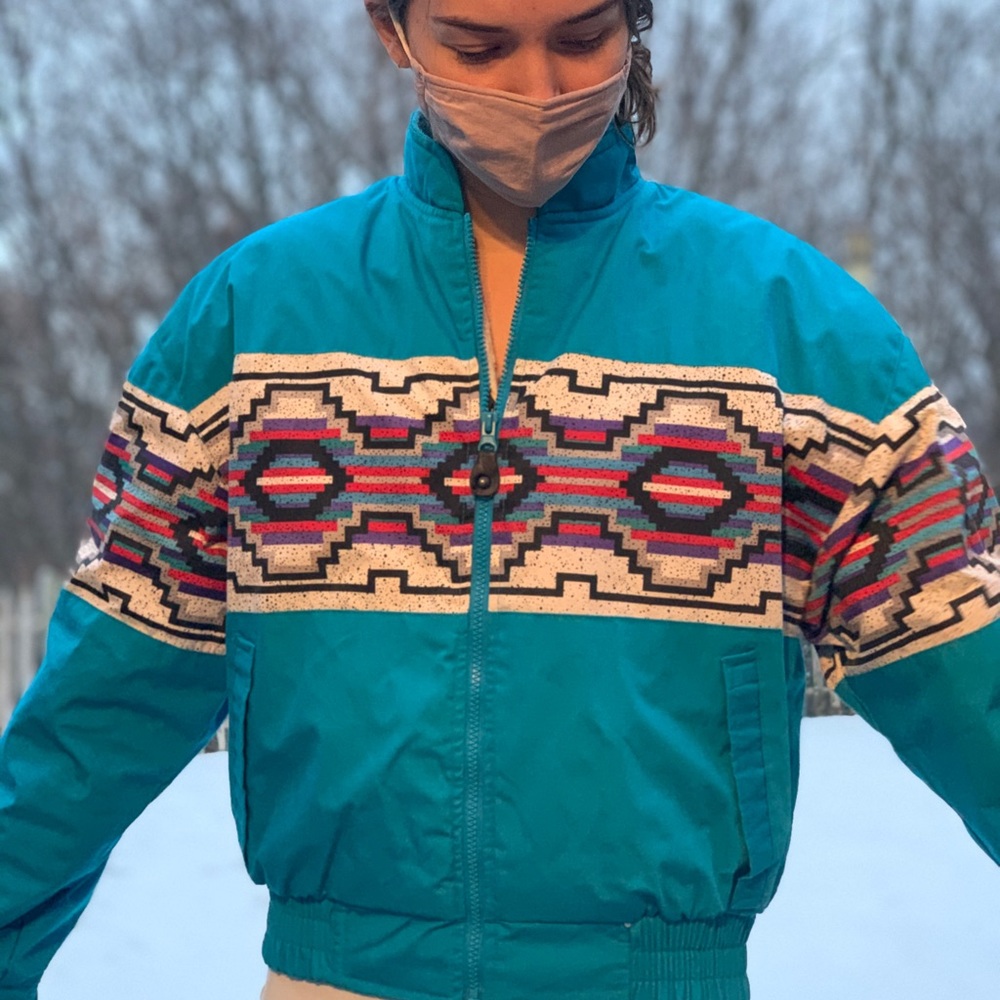 Insulated 80s cropped ski bomber jacket